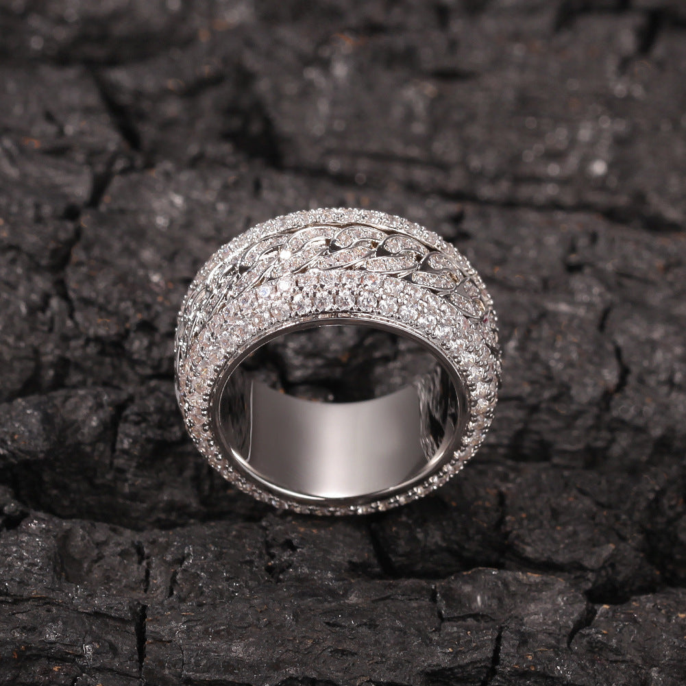Hip-hop style zircon rotating Cuban ring