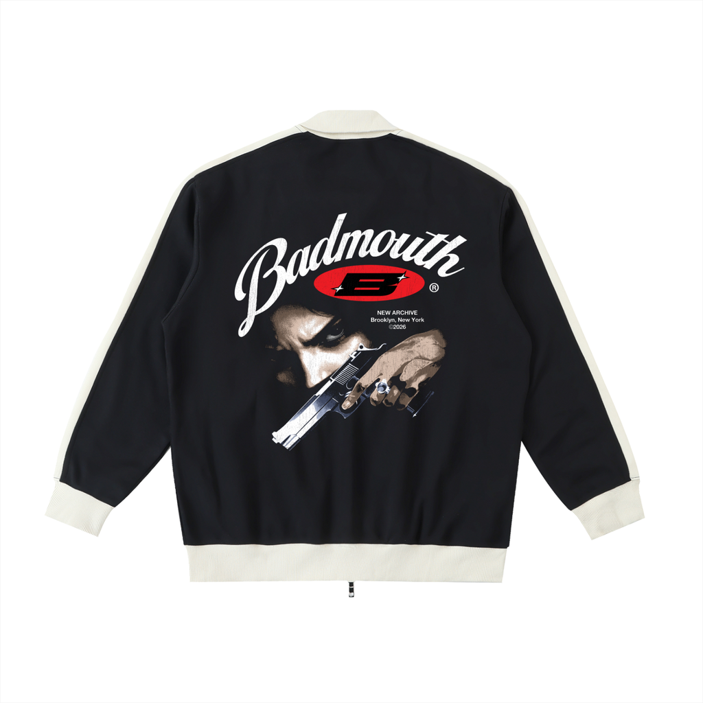 GUN GIRL Contrast Trim Stand Collar Jacket