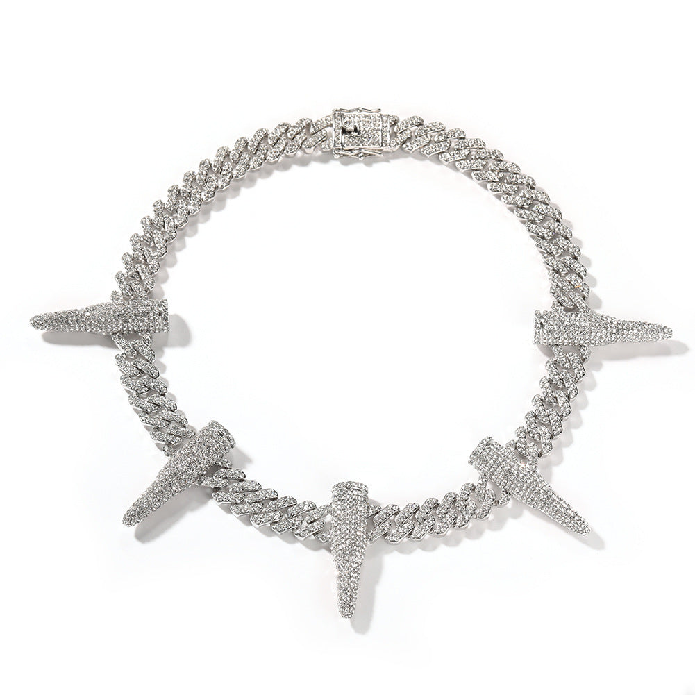 Hip-hop diamond-encrusted black panther necklace