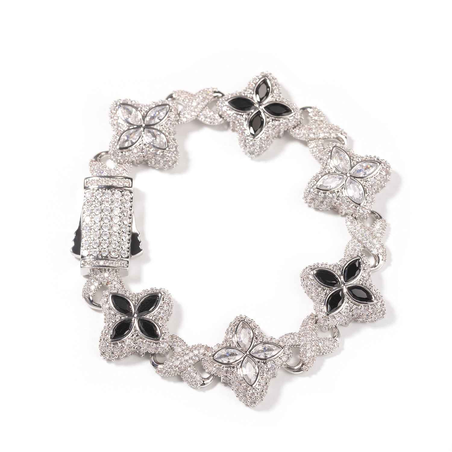 Hip-hop zircon colored infinite four-leaf clover bracelet