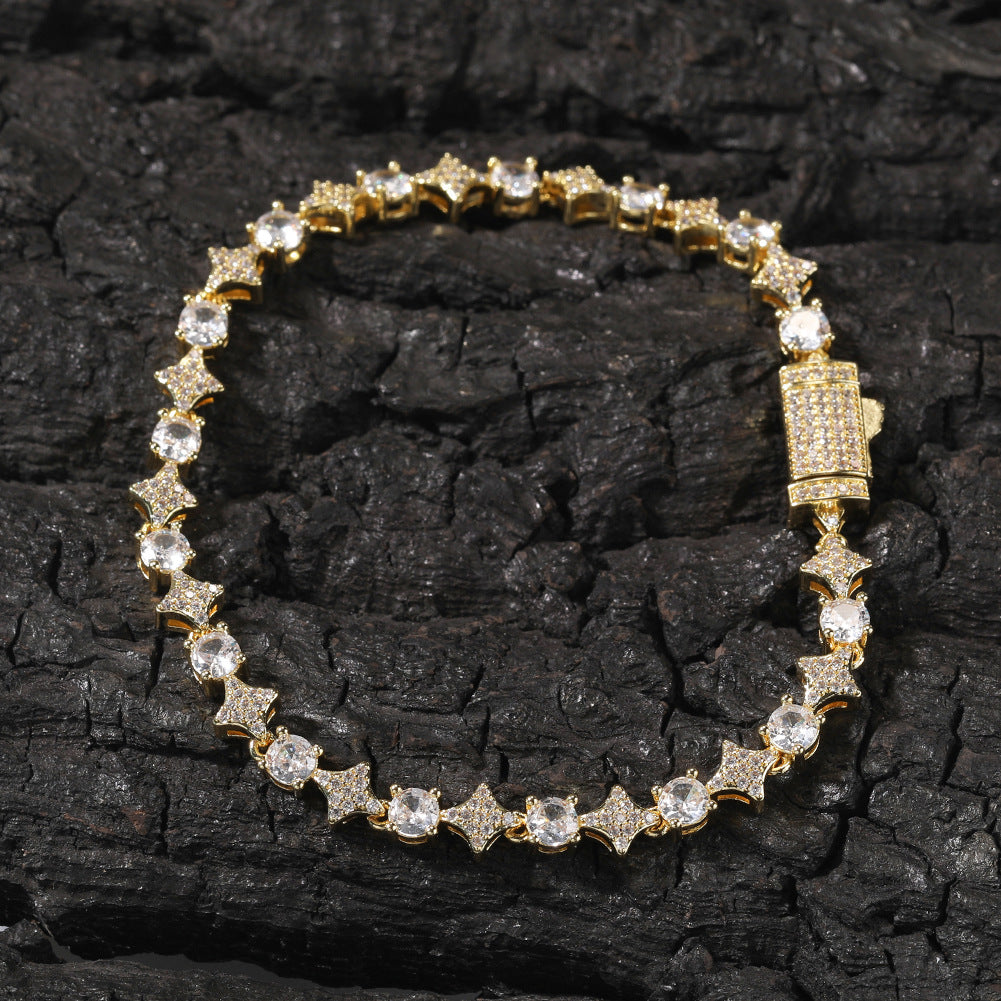 Star zircon tennis chain necklace