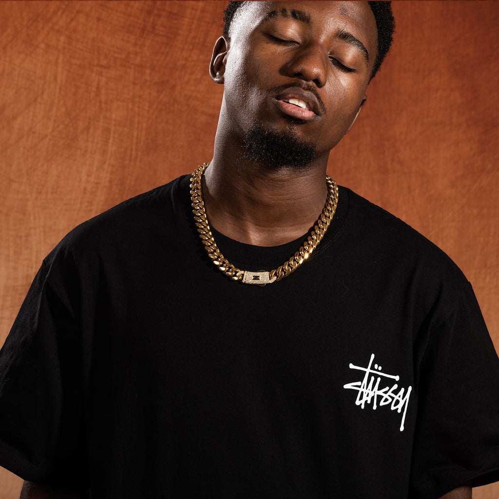 Hip-hop diamond-encrusted clasp smooth Cuban chain