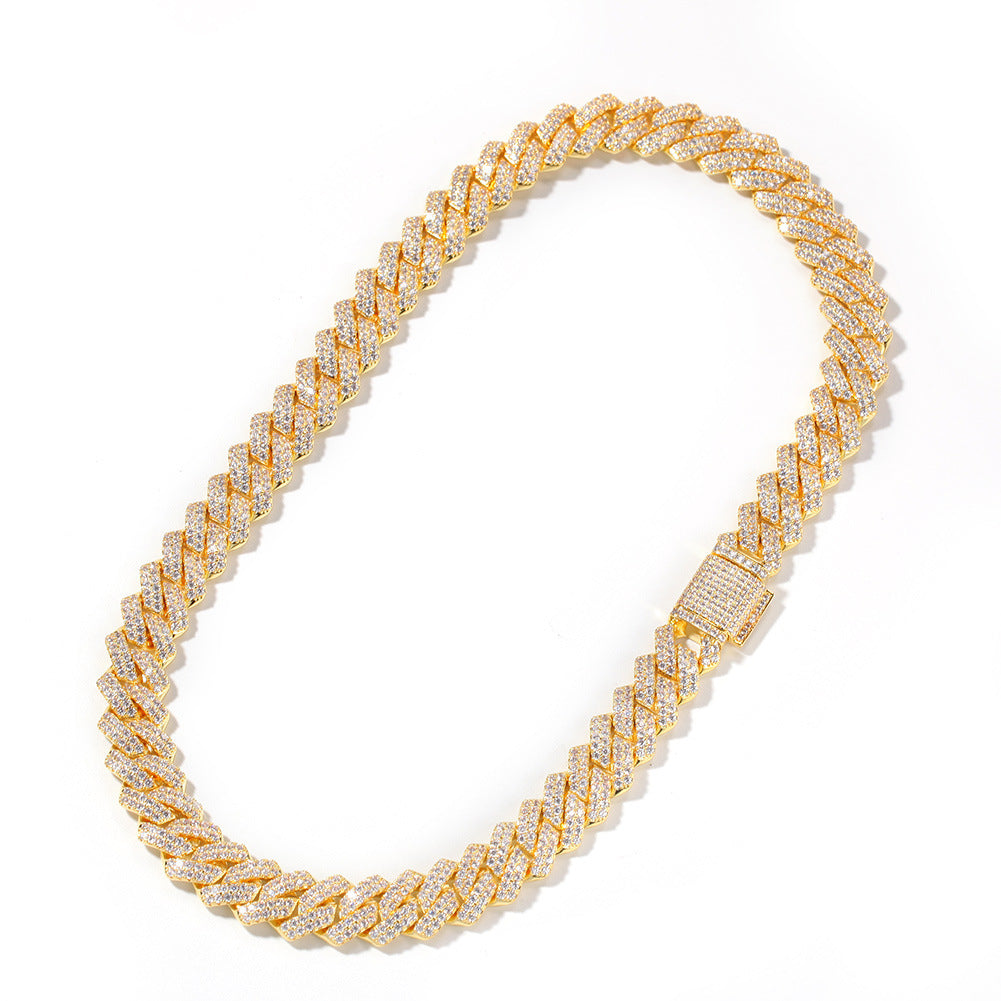 Hip-hop bar-style Cuban zircon-encrusted necklace