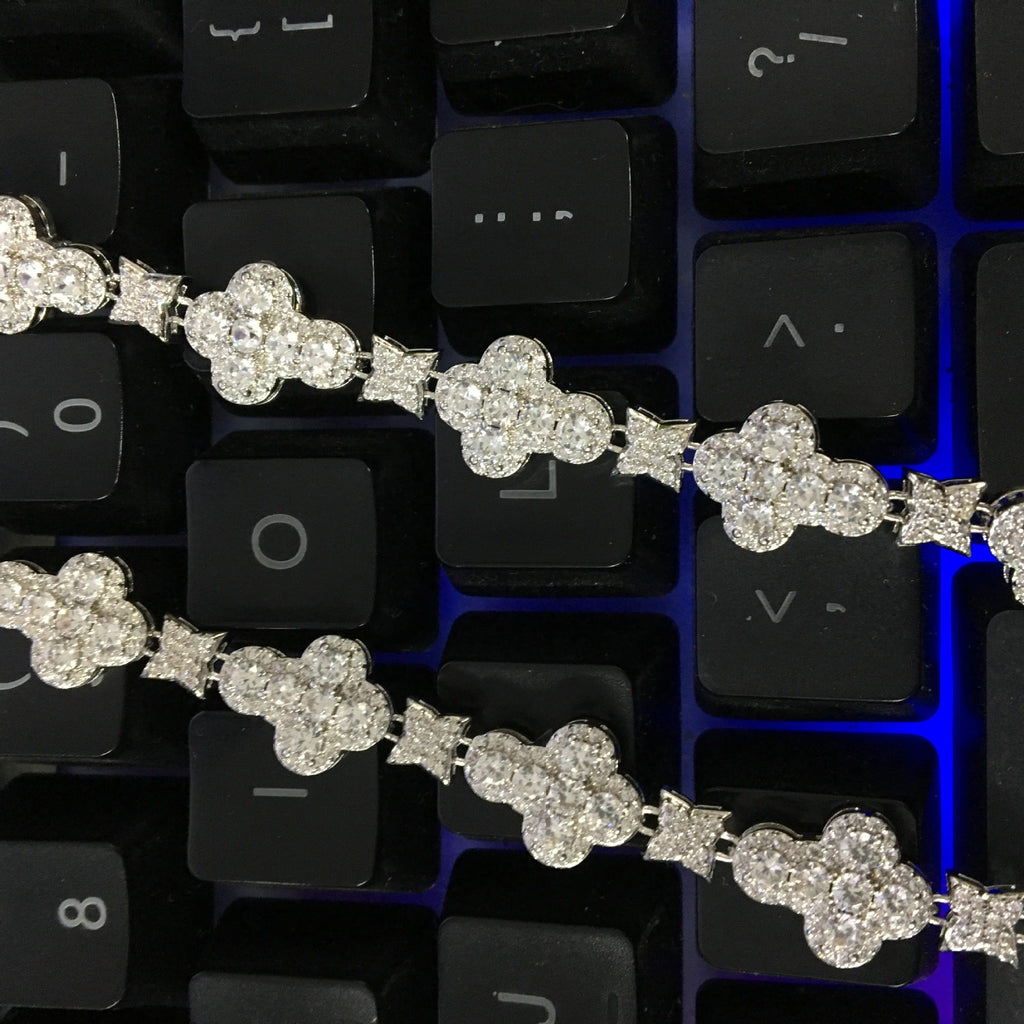 10mm cross flower star bracelet with micro-inlaid zircon