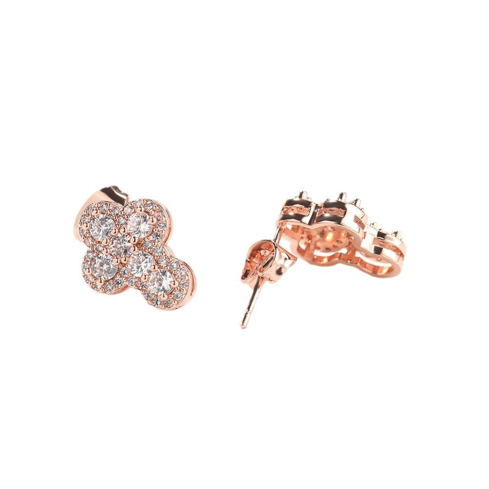 Hip-hop fashion diamond-encrusted cross stud earrings
