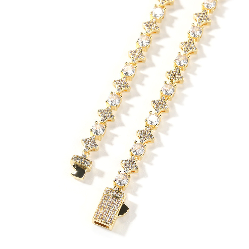 Star zircon tennis chain necklace
