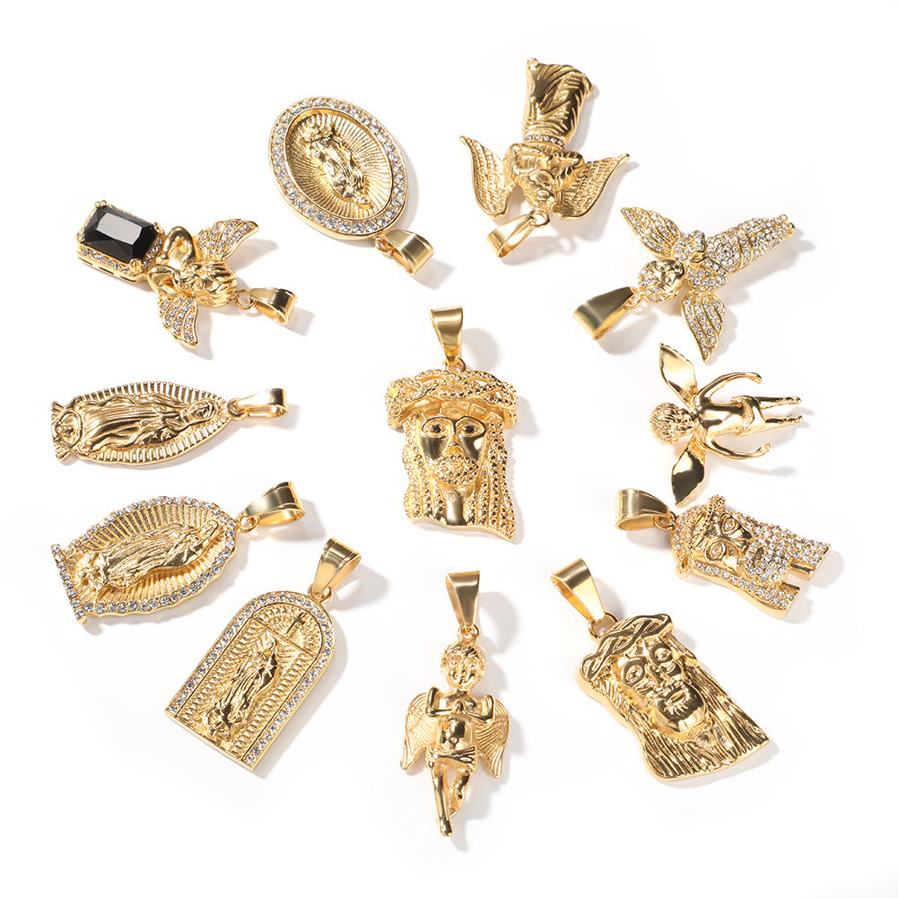 Hip Hop Winged Angel Pendant Necklace