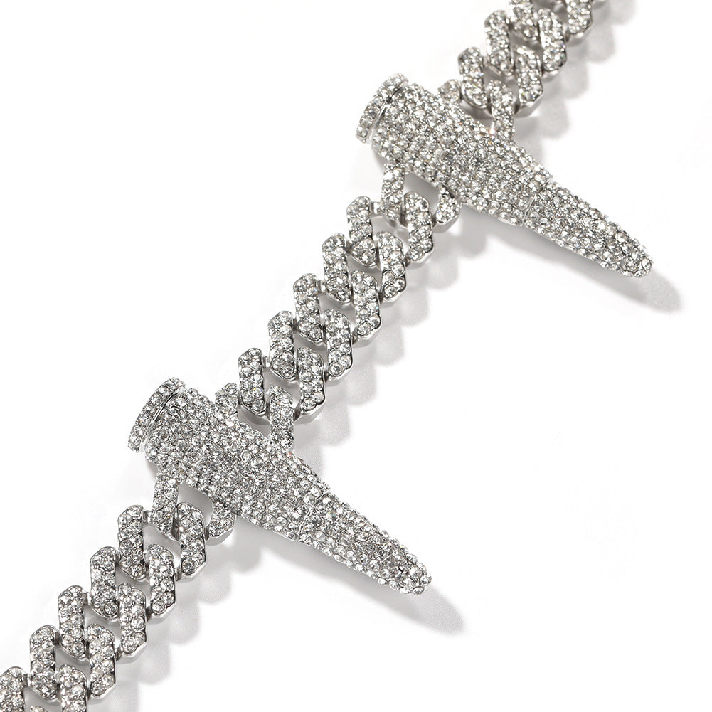 Hip-hop diamond-encrusted black panther necklace