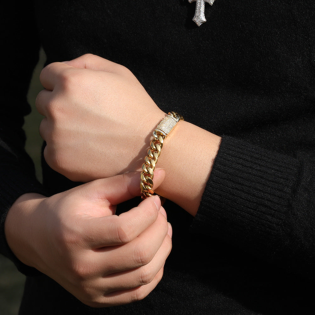 Hip-hop zircon stainless steel zircon necklace