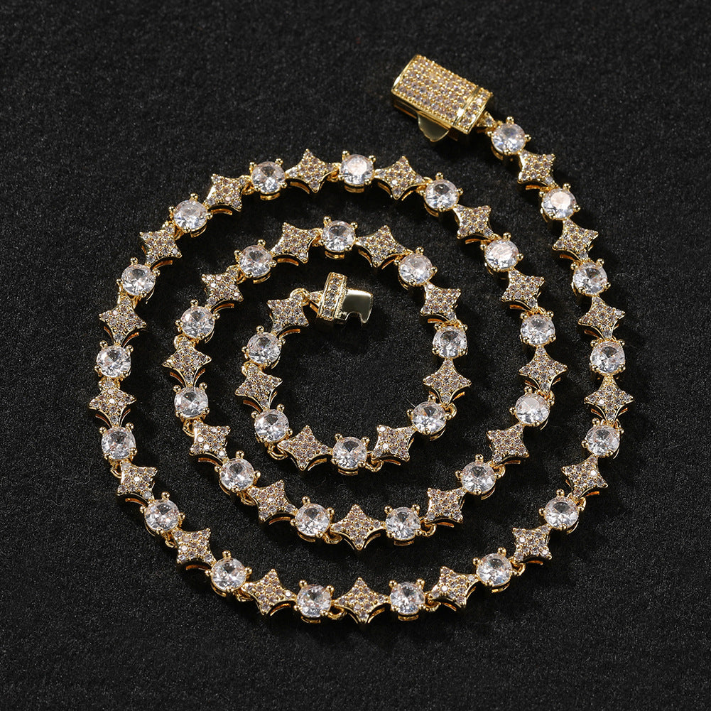 Star zircon tennis chain necklace