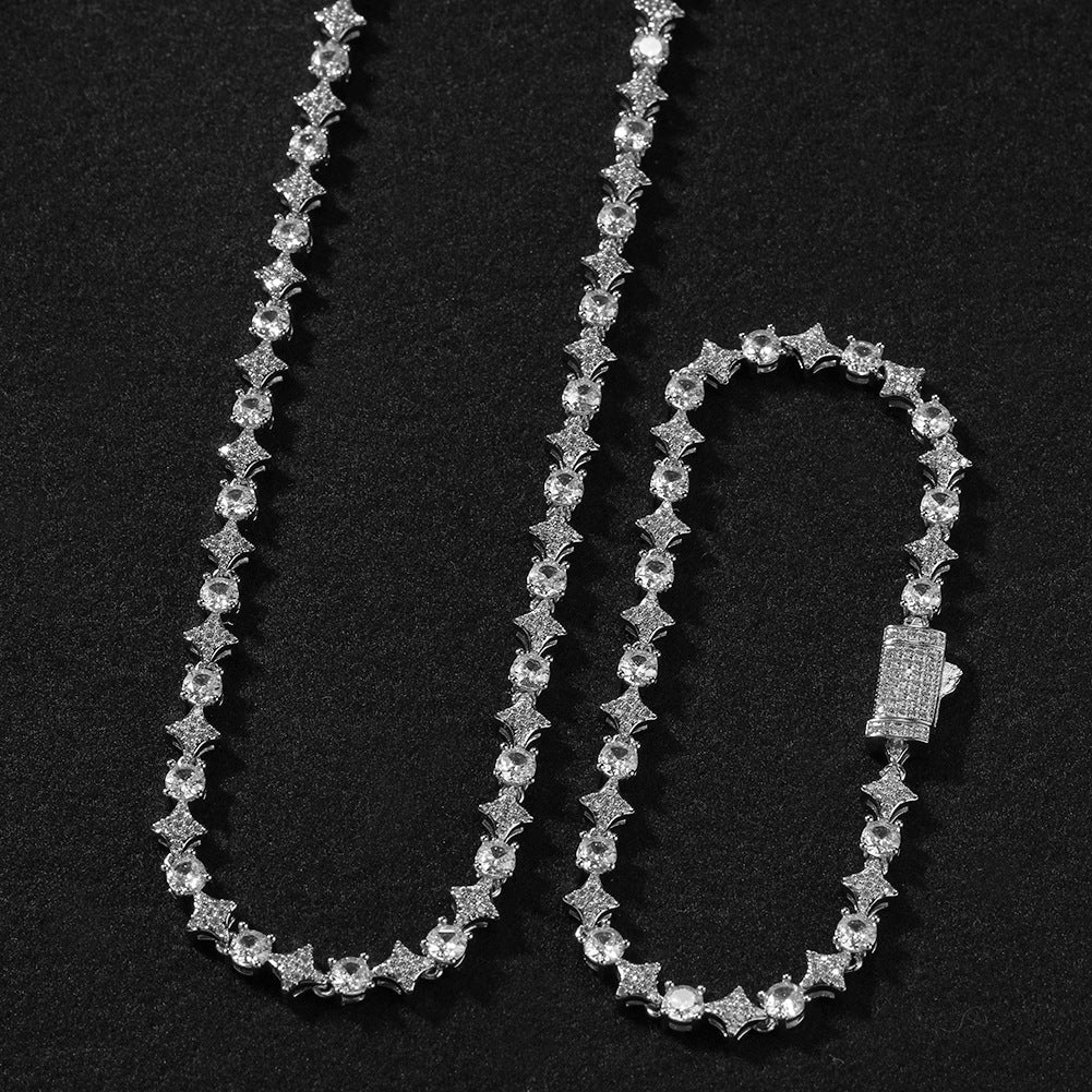 Star zircon tennis chain necklace