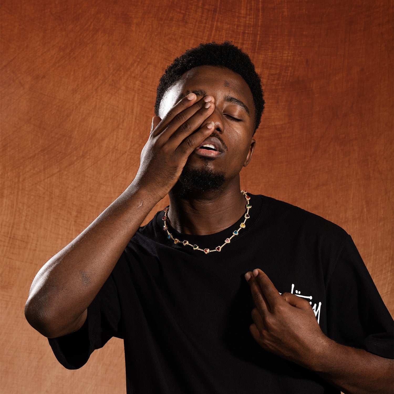 Hip-hop colorful heart-shaped adjustable bracelet and necklace