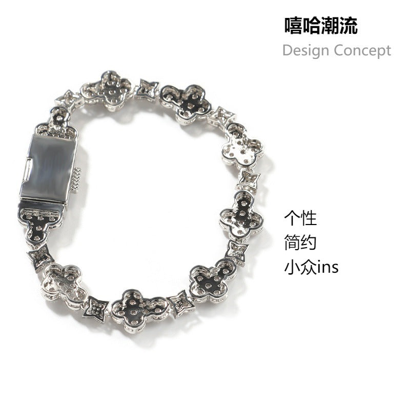 10mm cross flower star bracelet with micro-inlaid zircon