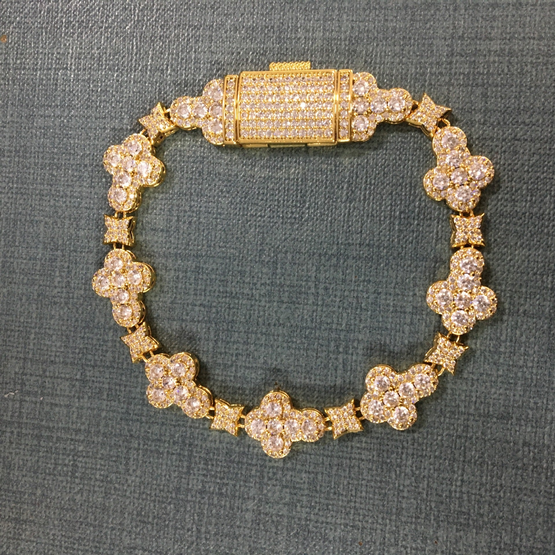 10mm cross flower star bracelet with micro-inlaid zircon