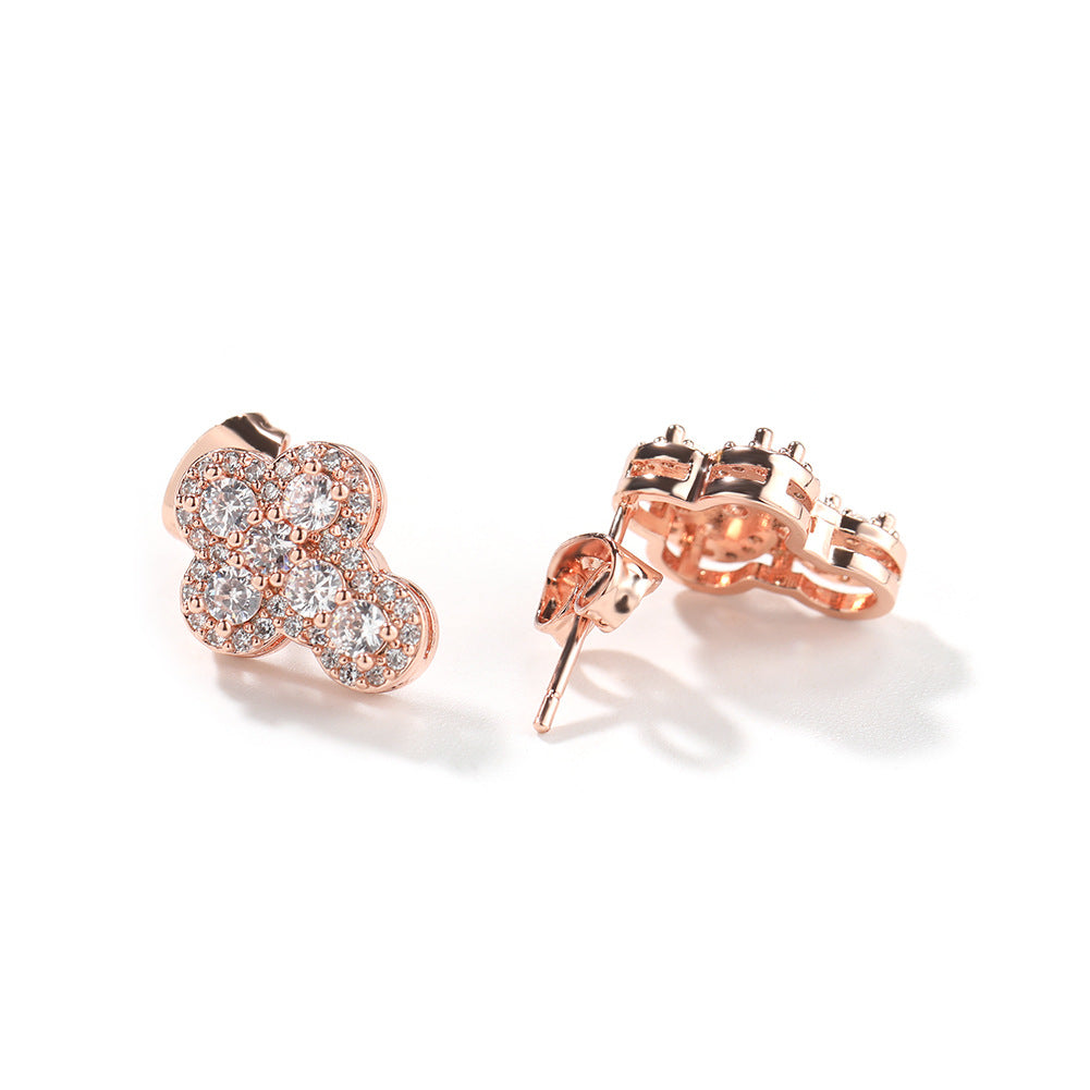 Hip-hop fashion diamond-encrusted cross stud earrings