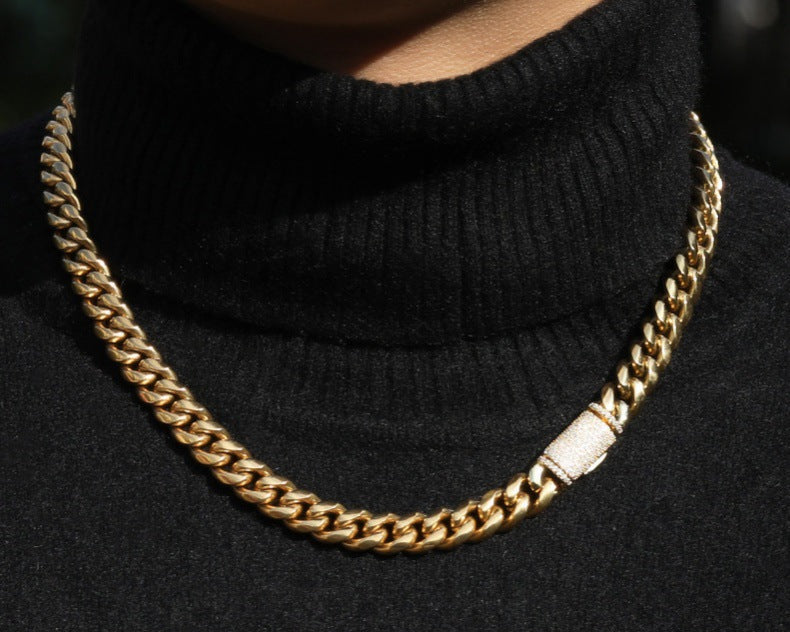 Hip-hop zircon stainless steel zircon necklace
