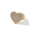 Hip-hop T-square heart-shaped zircon ring