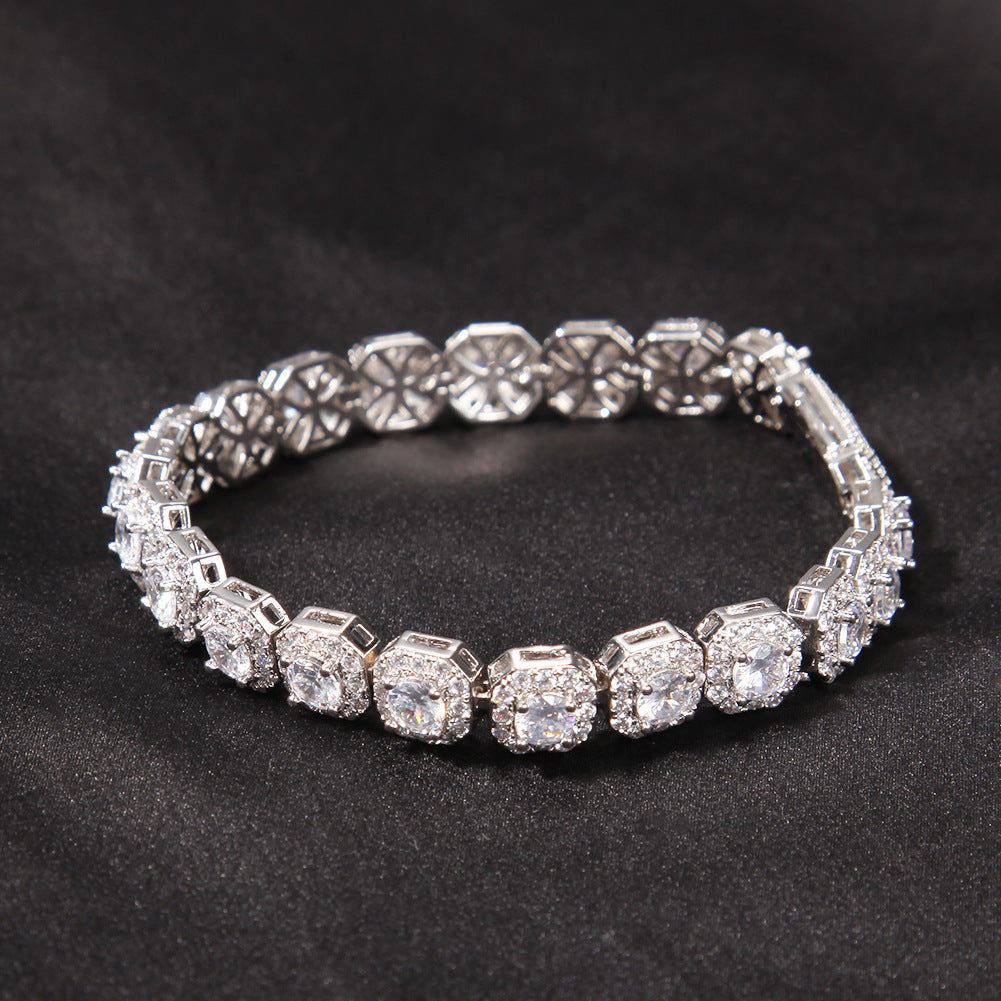 Hip-hop 9mm zircon-encrusted rock candy bracelet