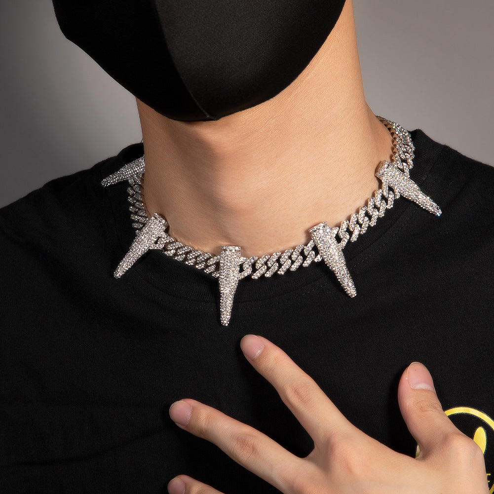 Hip-hop diamond-encrusted black panther necklace