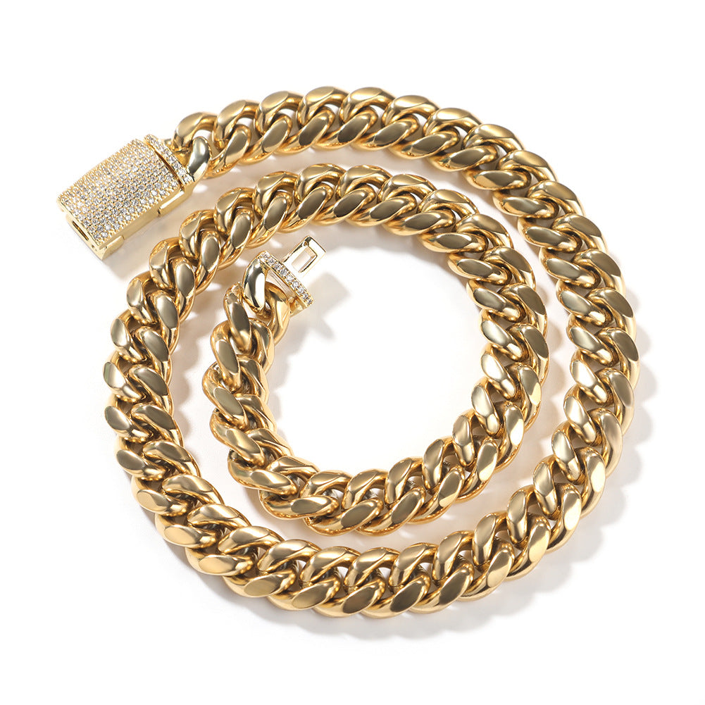 Hip-hop zircon stainless steel zircon necklace