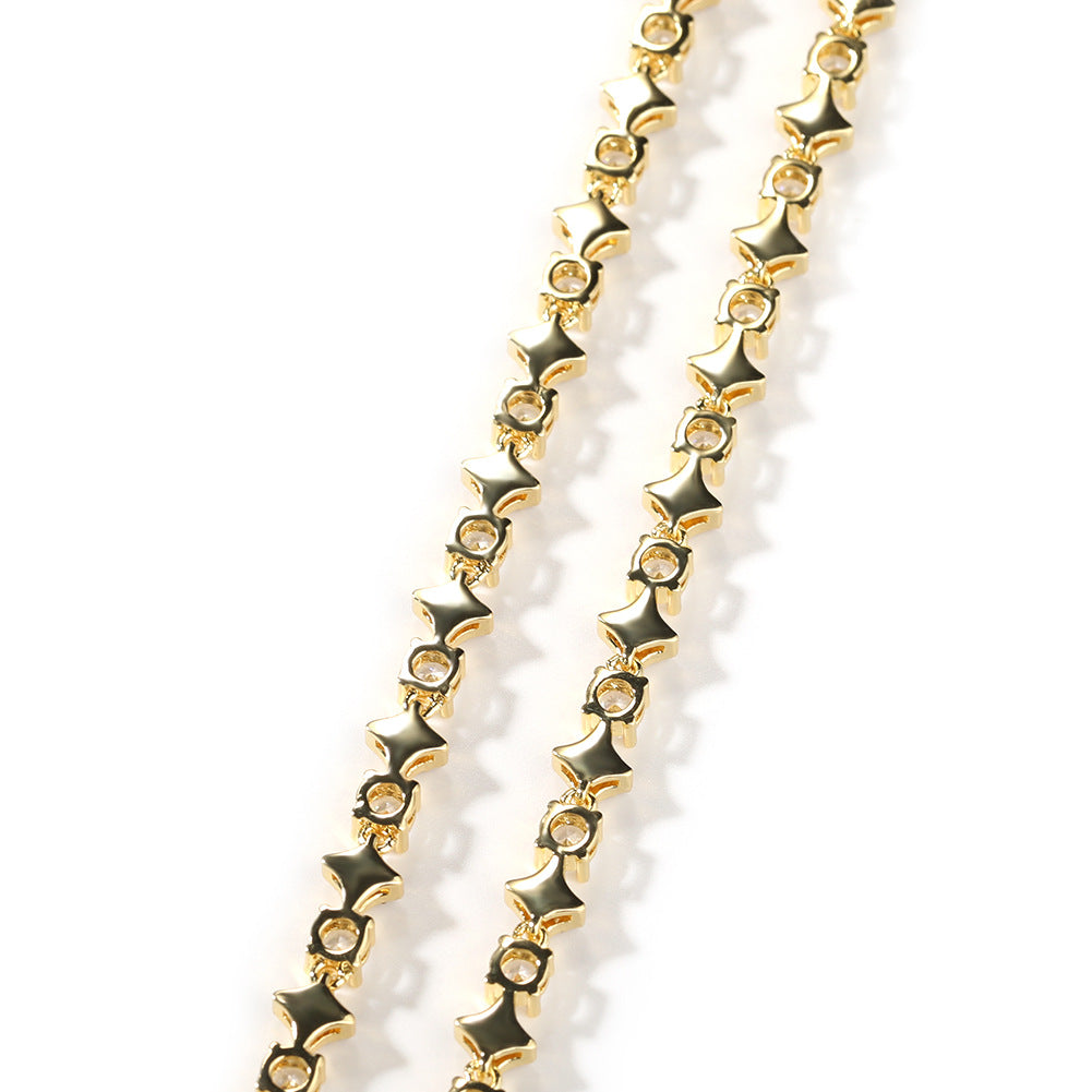 Star zircon tennis chain necklace
