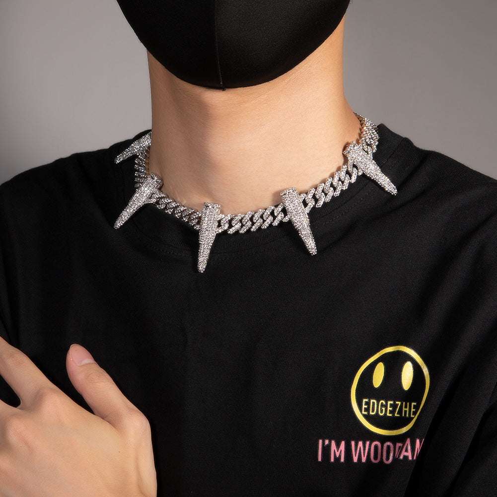 Hip-hop diamond-encrusted black panther necklace