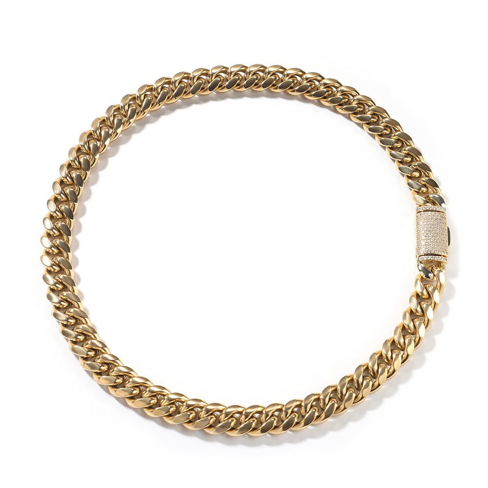 Hip-hop zircon stainless steel zircon necklace