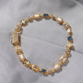 6mm blue colored gemstone bracelet with diamonds