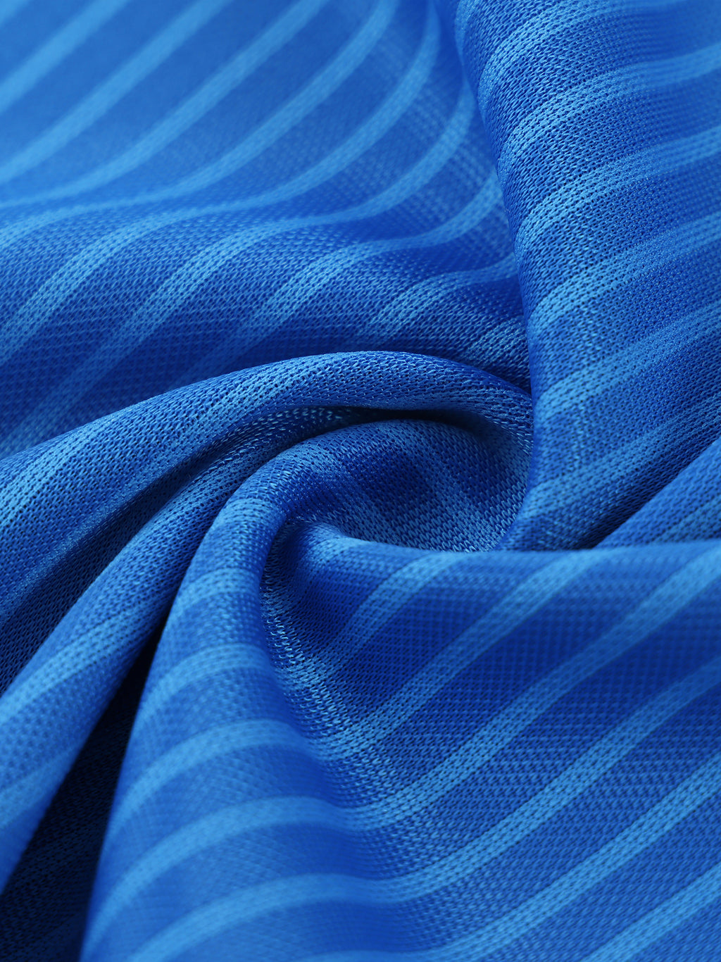 Close-up of blue fabric with striped pattern